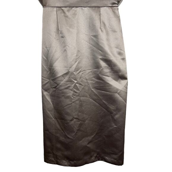 White Vera Wang Knee Length Sheath Dress Bronze Sash Back Tie Formal US 6 - Picture 4 of 13